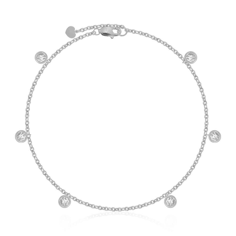 Bratara de picior din aur alb cu diamante de 0.34ct