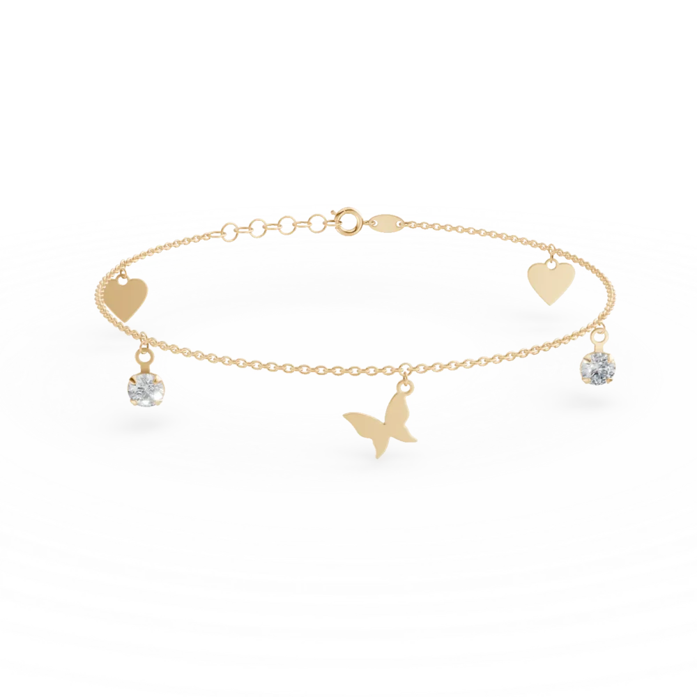 Bratara de picior din aur galben cu zirconii