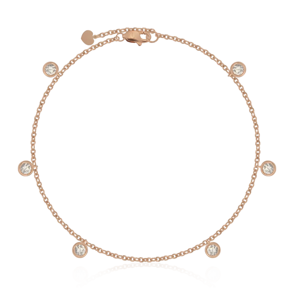 Bratara de picior din aur roz cu diamante de 0.34ct