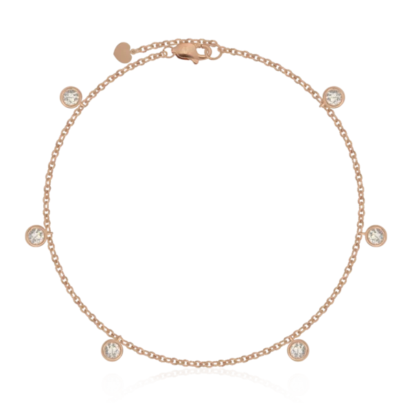 Bratara de picior din aur roz cu diamante de 0.34ct