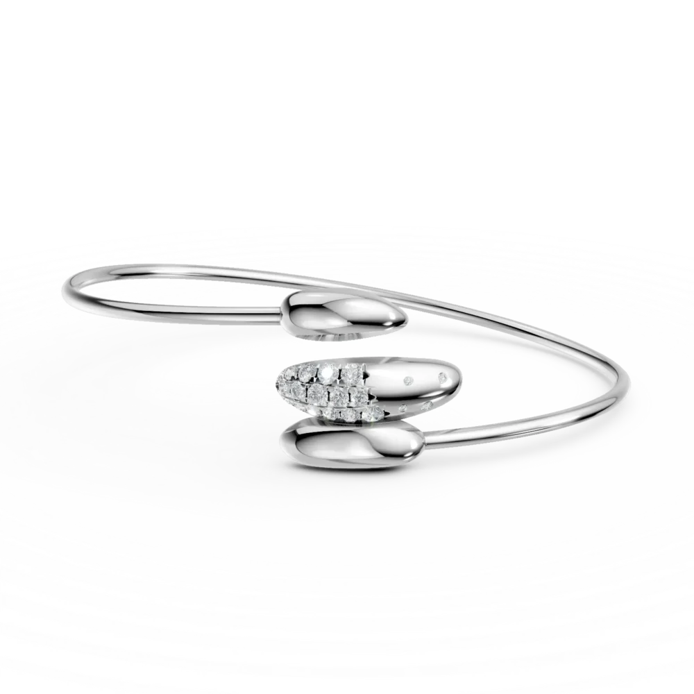 Bratara deschisa din aur alb cu diamante de 0.3ct