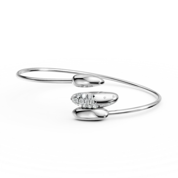 Bratara deschisa din aur alb cu diamante de 0.3ct