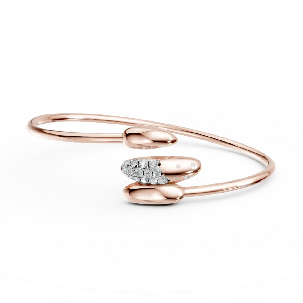 Bratara deschisa din aur roz cu diamante de 0.3ct