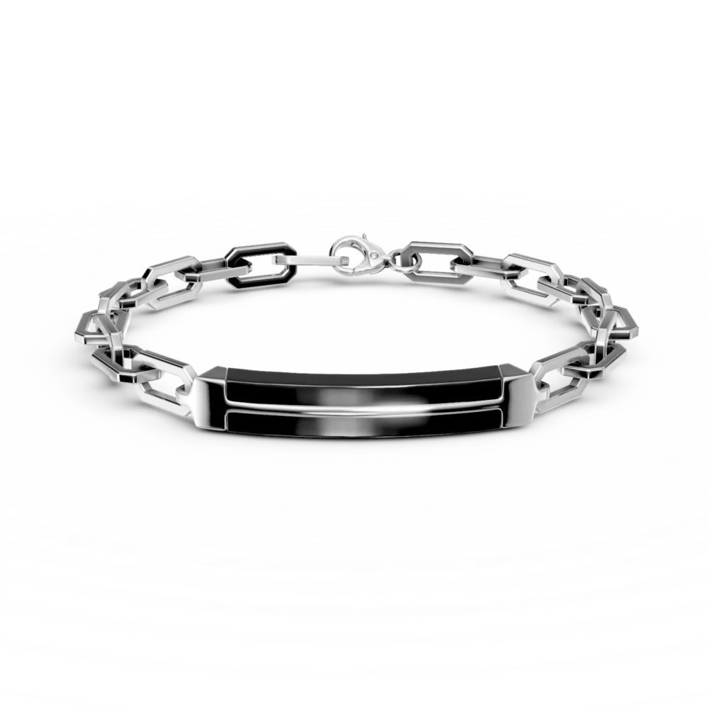 Bratara din argint cu agat negru de 2.4ct pentru barbati