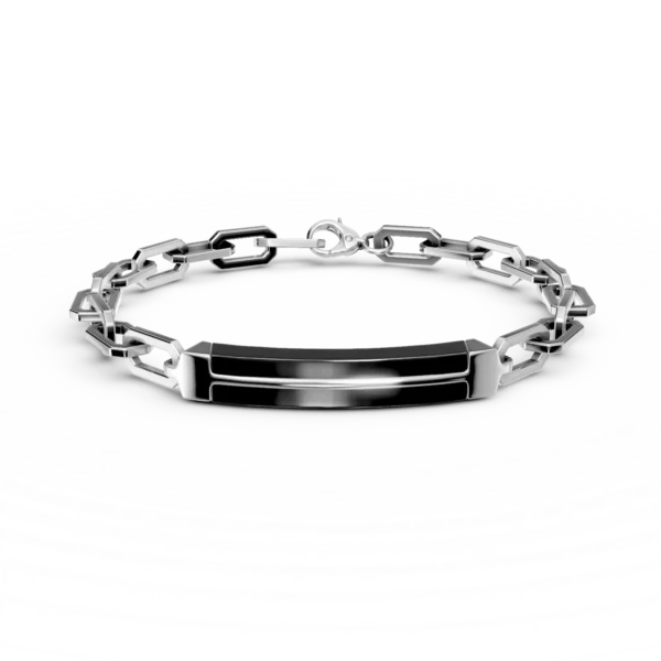 Bratara din argint cu agat negru de 2.4ct pentru barbati