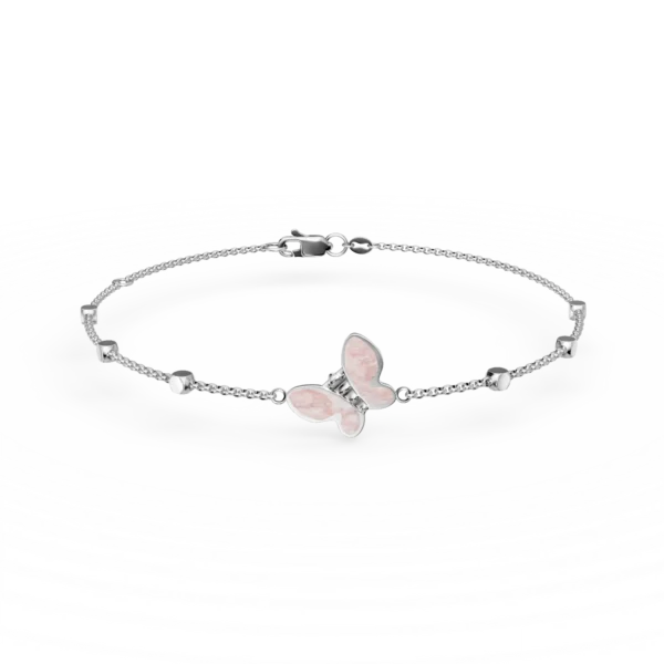 Bratara din aur alb cu bilute si pandantiv fluture