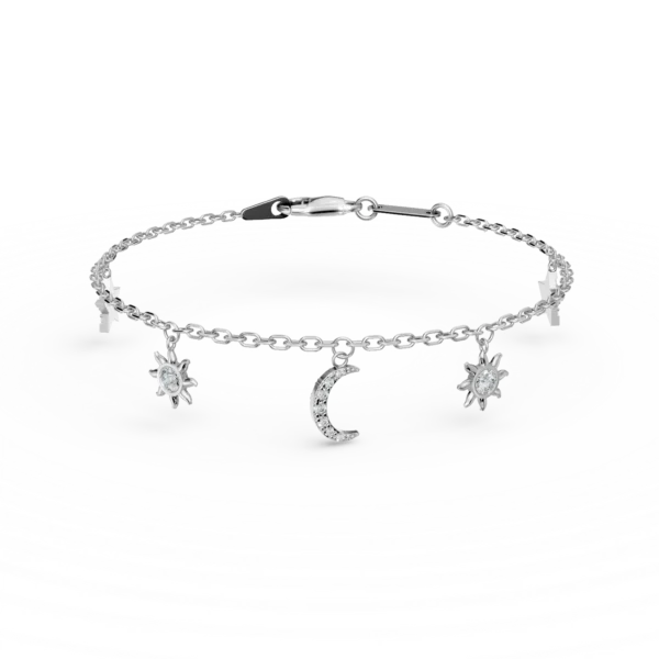 Bratara din aur alb cu charmuri