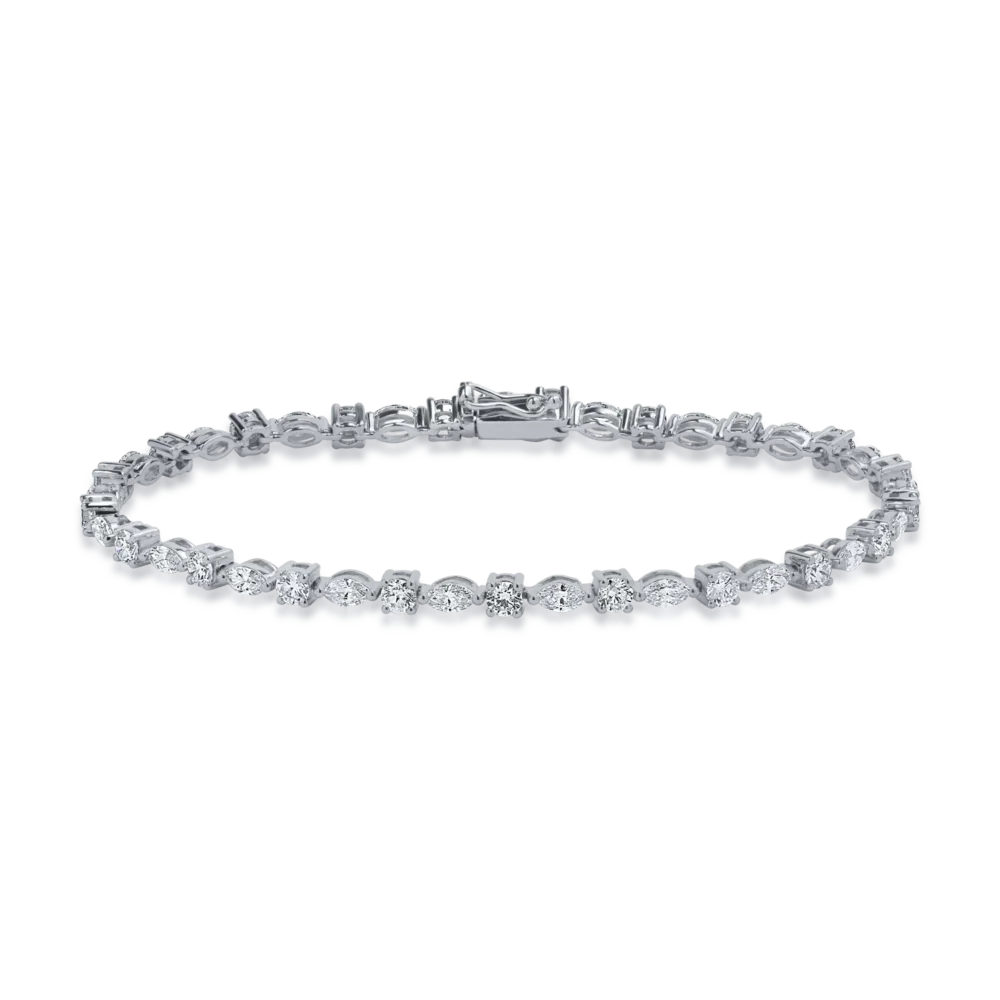 Bratara din aur alb cu diamante marquise si rotunde de 3.4ct