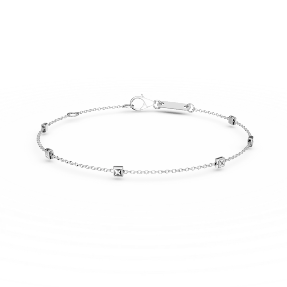 Bratara din aur alb cu insertii geometrice