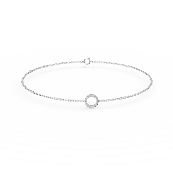 Bratara din aur alb cu pandantiv cerc si diamante de 0.1ct