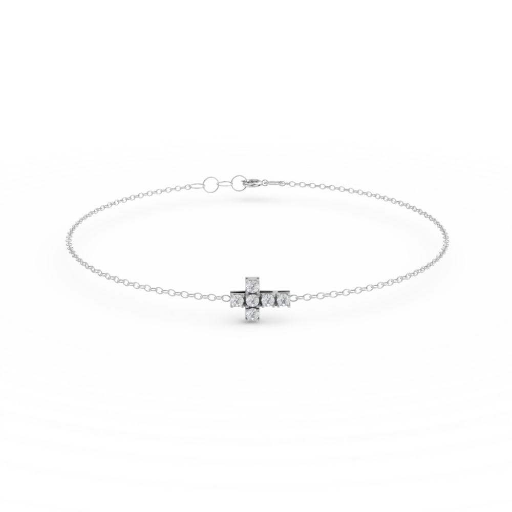 Bratara din aur alb cu pandantiv cruce si zirconii