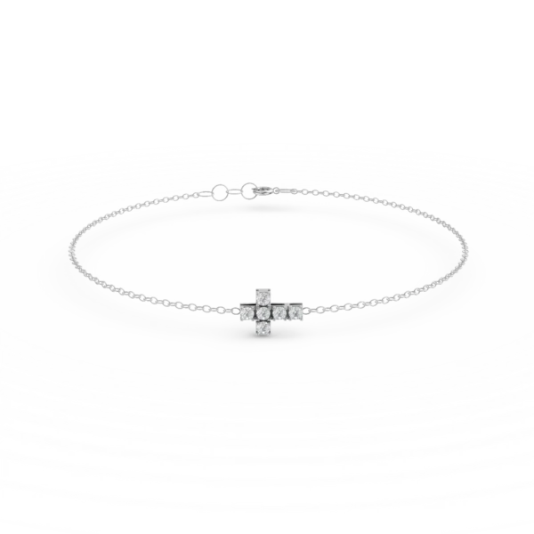 Bratara din aur alb cu pandantiv cruce si zirconii