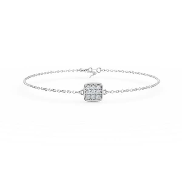 Bratara din aur alb cu pandantiv geometric si zirconii