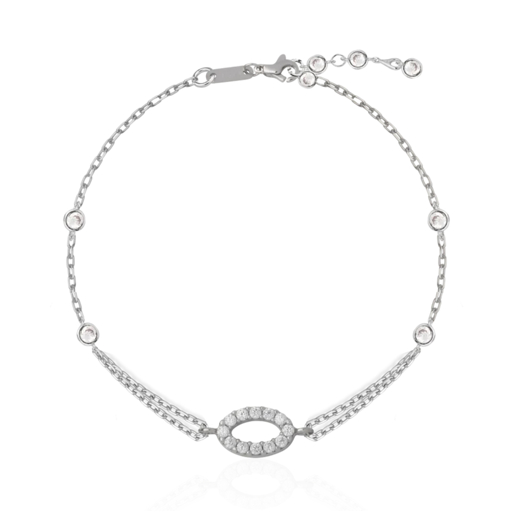 Bratara din aur alb cu pandantiv geometric