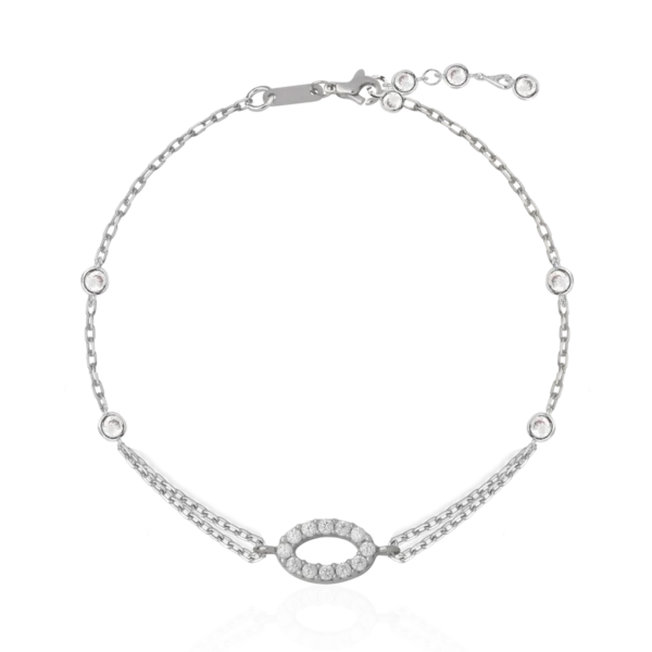 Bratara din aur alb cu pandantiv geometric