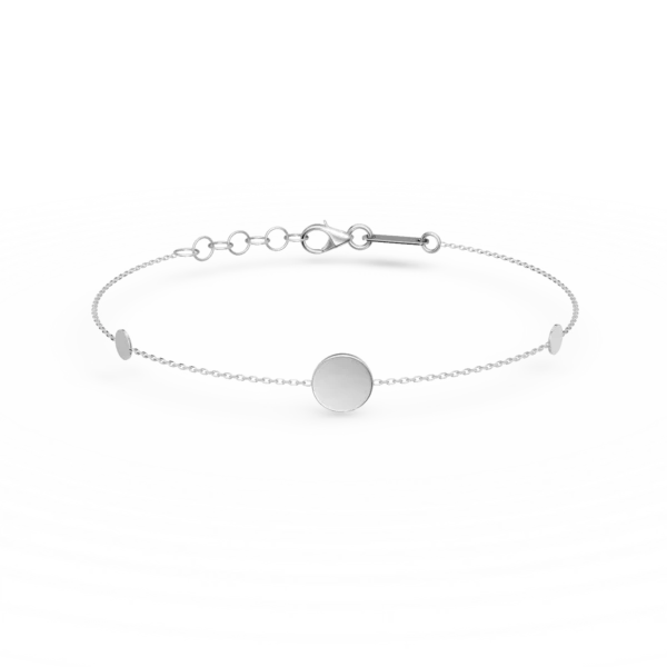 Bratara din aur alb cu pandantiv rotund
