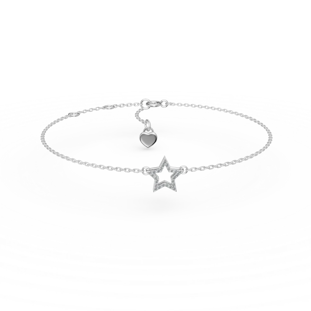 Bratara din aur alb cu pandantiv stea si diamante de 0.05ct