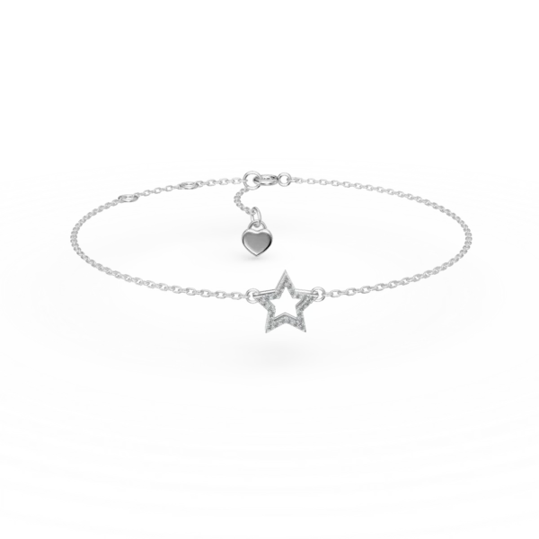 Bratara din aur alb cu pandantiv stea si diamante de 0.05ct