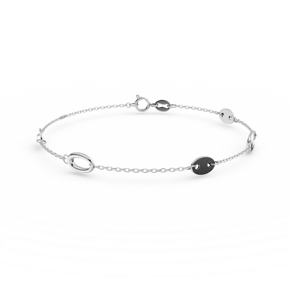 Bratara din aur alb cu pandantive geometrice