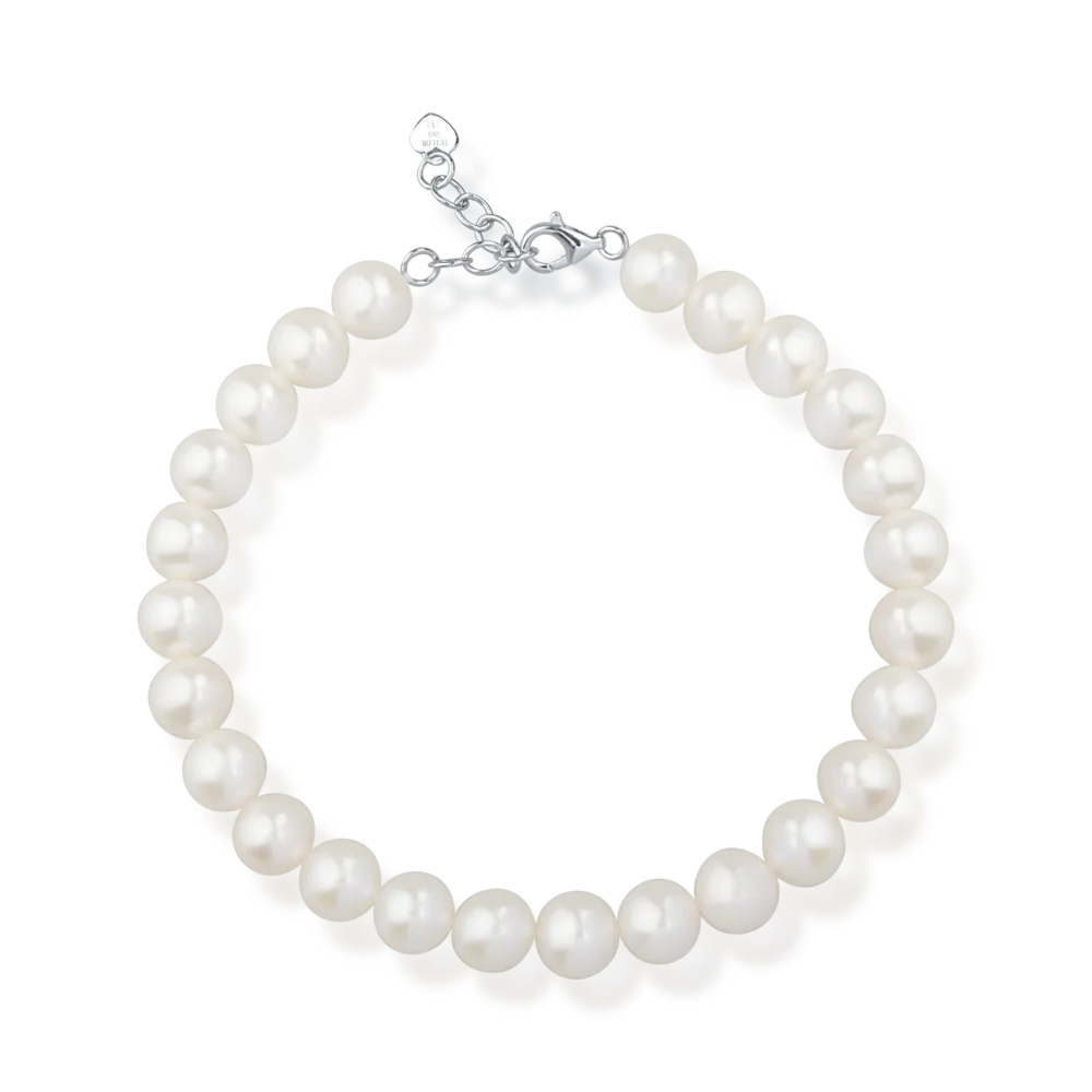 Bratara din aur alb cu perle de cultura de 59.62ct