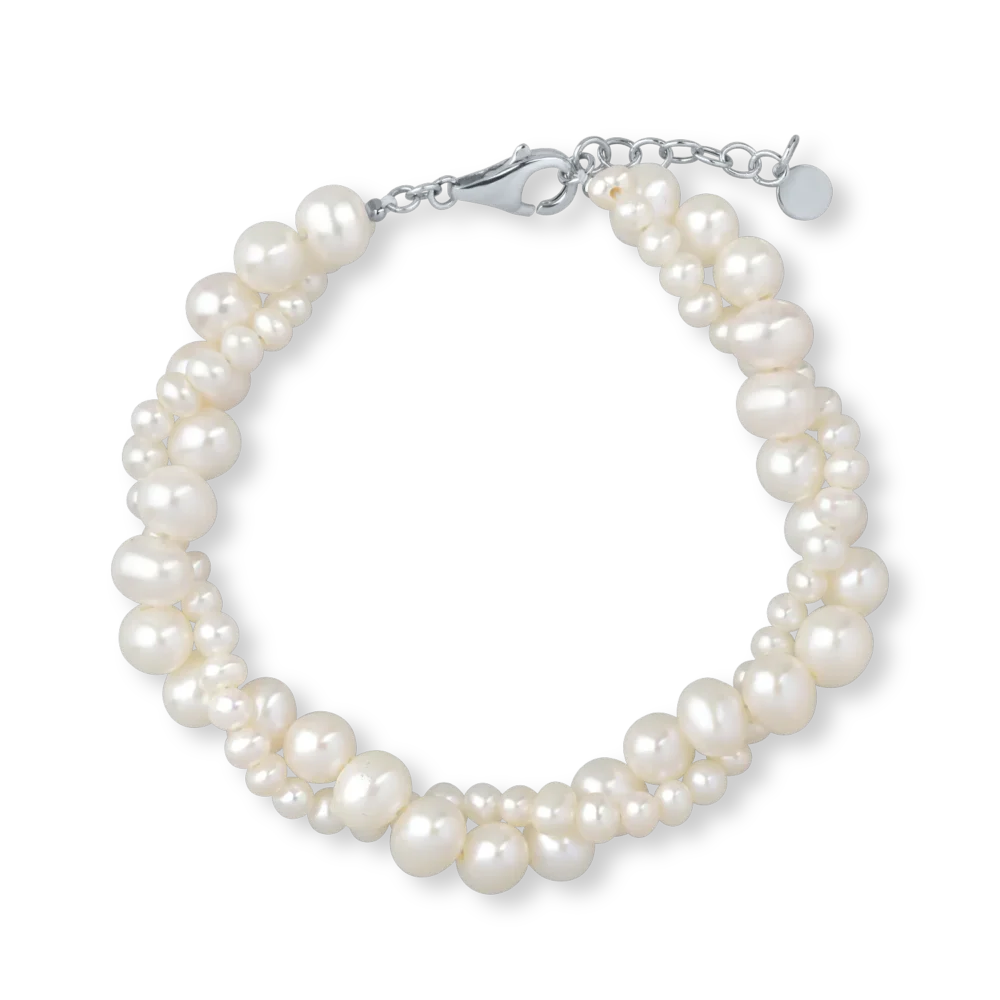 Bratara din aur alb cu perle de cultura de 84.3ct