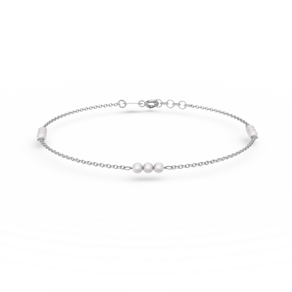 Bratara din aur alb cu perle naturale