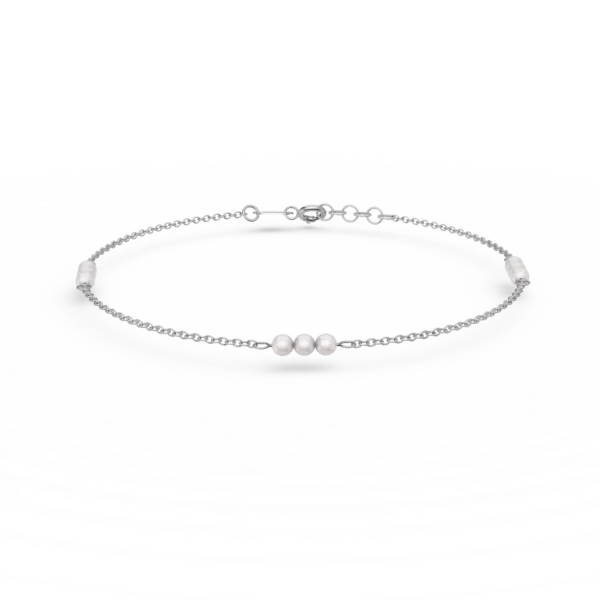 Bratara din aur alb cu perle naturale