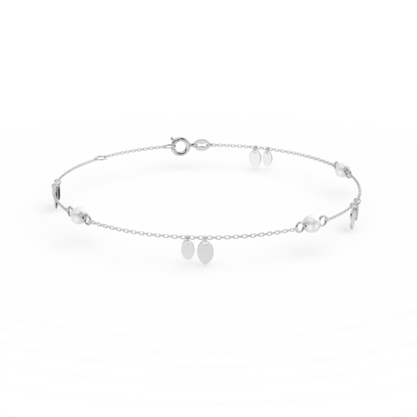 Bratara din aur alb cu perle sintetice