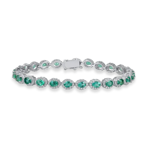Bratara din aur alb cu smaralde ovale de 4.1ct si diamante de 1.8ct