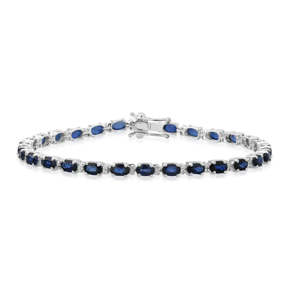 Bratara din aur alb cu safire ovale de 8.17ct si diamante de 0.26ct