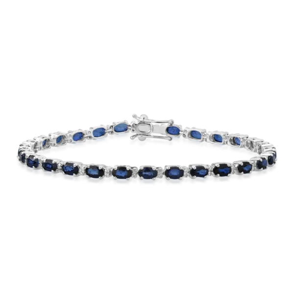 Bratara din aur alb cu safire ovale de 8.17ct si diamante de 0.26ct