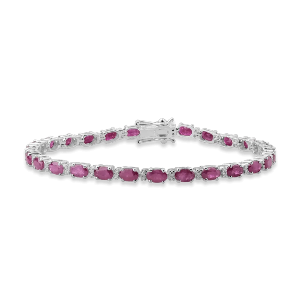 Bratara tennis din aur alb cu rubine ovale de 8.53ct si diamante de 0.26ct