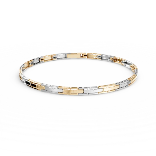 Bratara din aur alb-galben pentru barbati