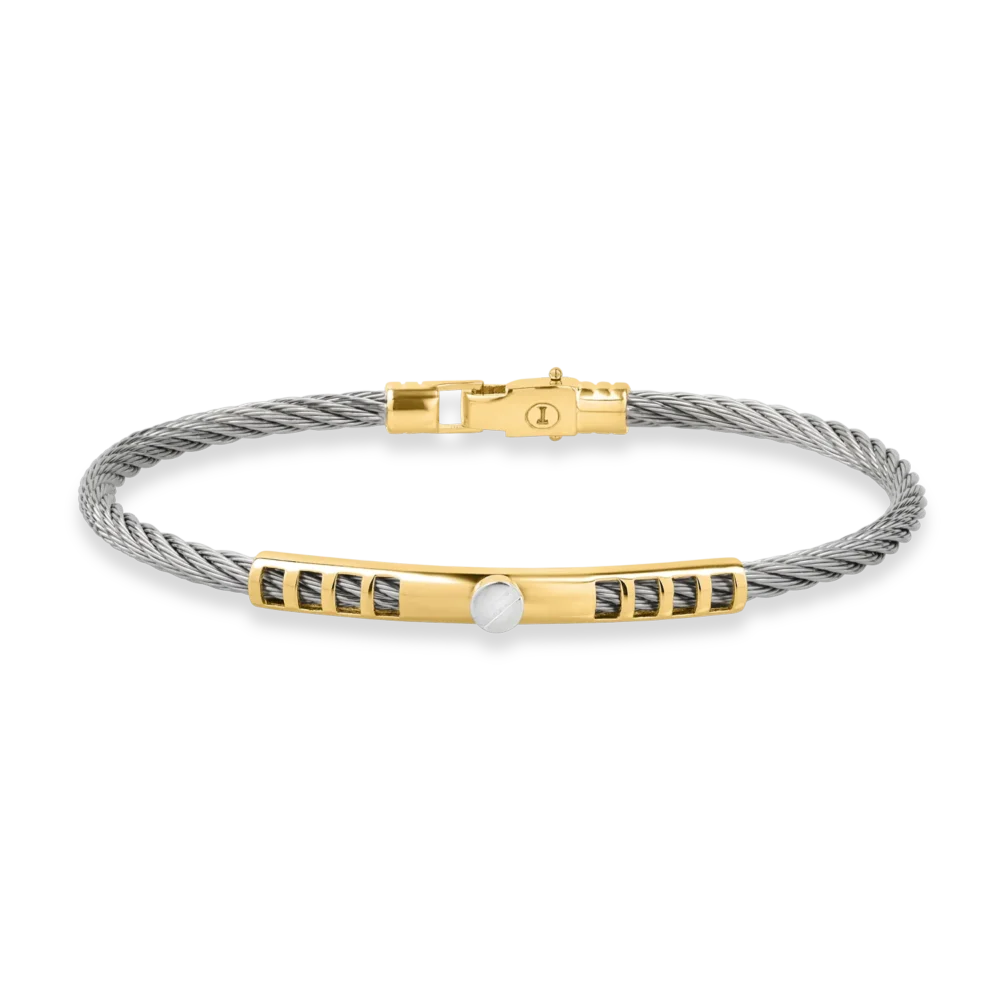 Bratara din aur alb-galben si otel pentru barbati