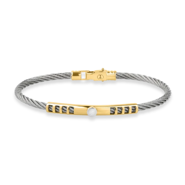 Bratara din aur alb-galben si otel pentru barbati