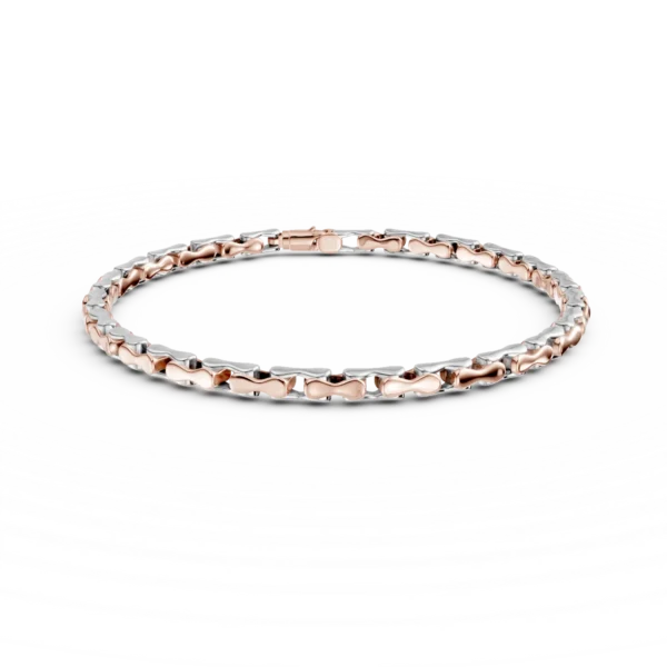 Bratara din aur alb-roz pentru barbati