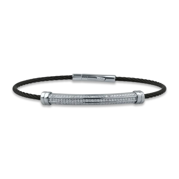 Bratara din aur alb si otel cu diamante de 0.45ct pentru barbati