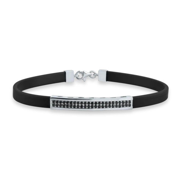 Bratara din aur alb si silicon cu zirconia