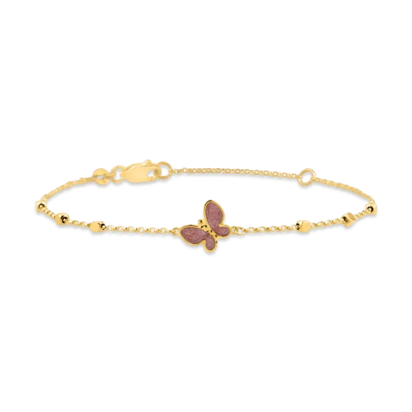 Bratara din aur galben cu bilute si pandantiv fluture