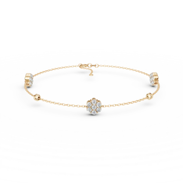 Bratara din aur galben cu bilute si pandantive floare