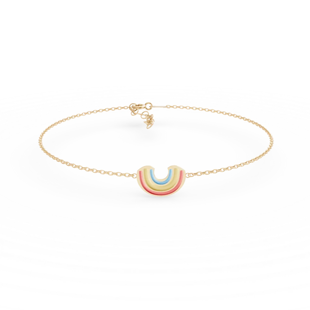 Bratara din aur galben cu charm curcubeu si insertii multicolore pentru copii