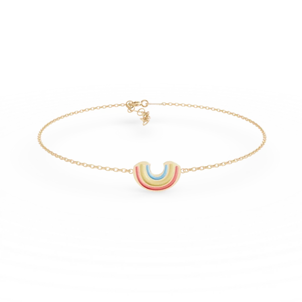 Bratara din aur galben cu charm curcubeu si insertii multicolore pentru copii
