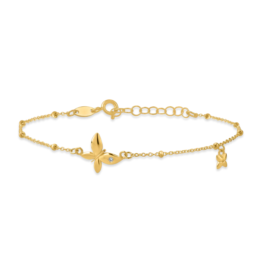 Bratara din aur galben cu pandantiv fluture si diamant de 0.006ct