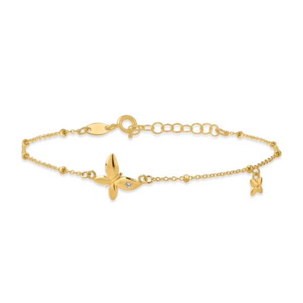 Bratara din aur galben cu pandantiv fluture si diamant de 0.006ct