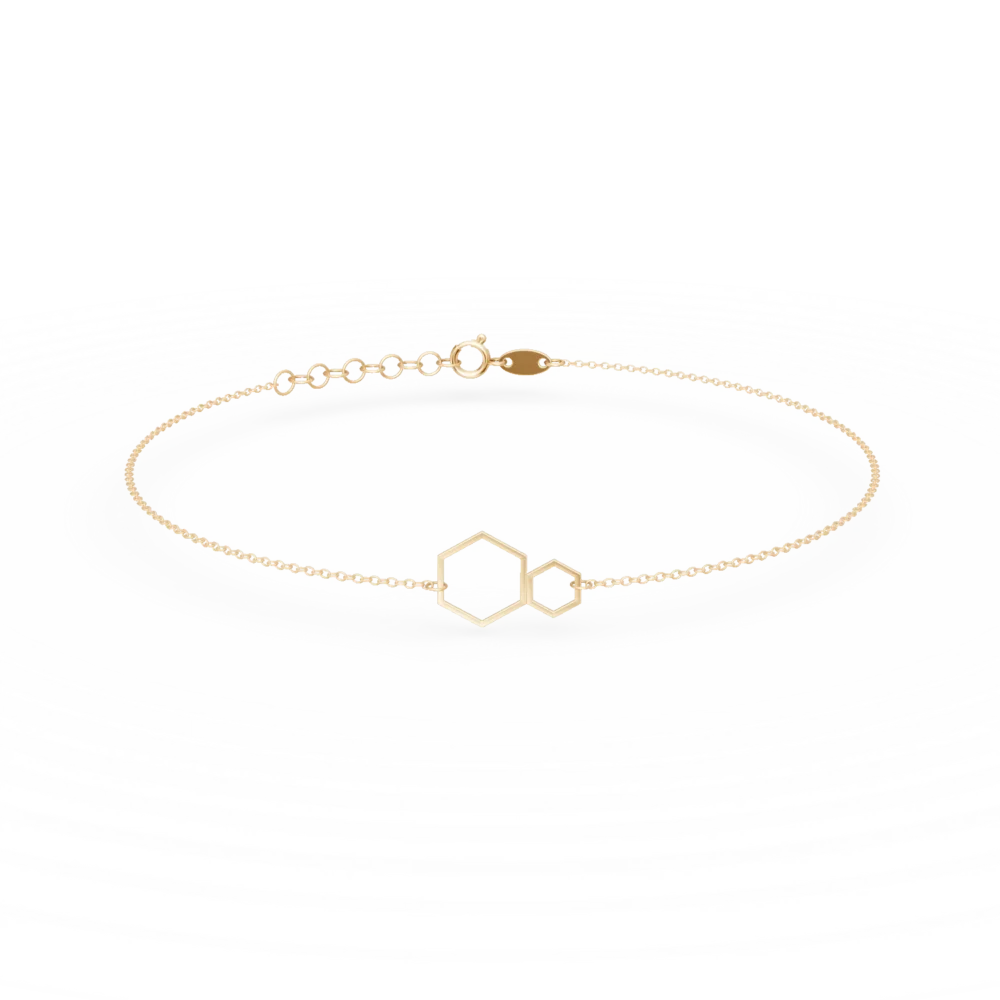 Bratara din aur galben cu pandantiv hexagonal