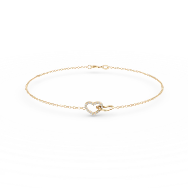 Bratara din aur galben cu pandantiv inimi si zirconii