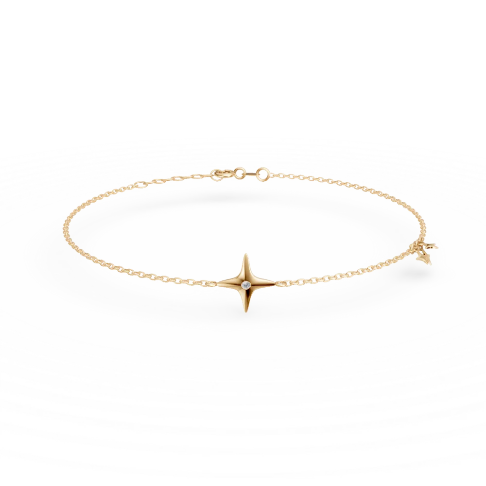 Bratara din aur galben cu pandantiv stea si diamant de 0.006ct