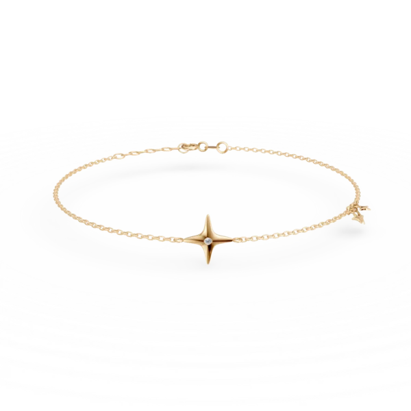 Bratara din aur galben cu pandantiv stea si diamant de 0.006ct