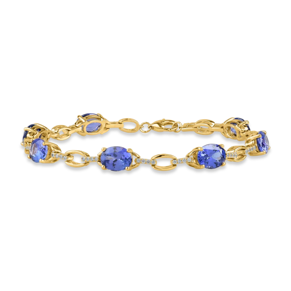 Bratara din aur galben cu tanzanite pear de 11.67ct si diamante de 0.4ct