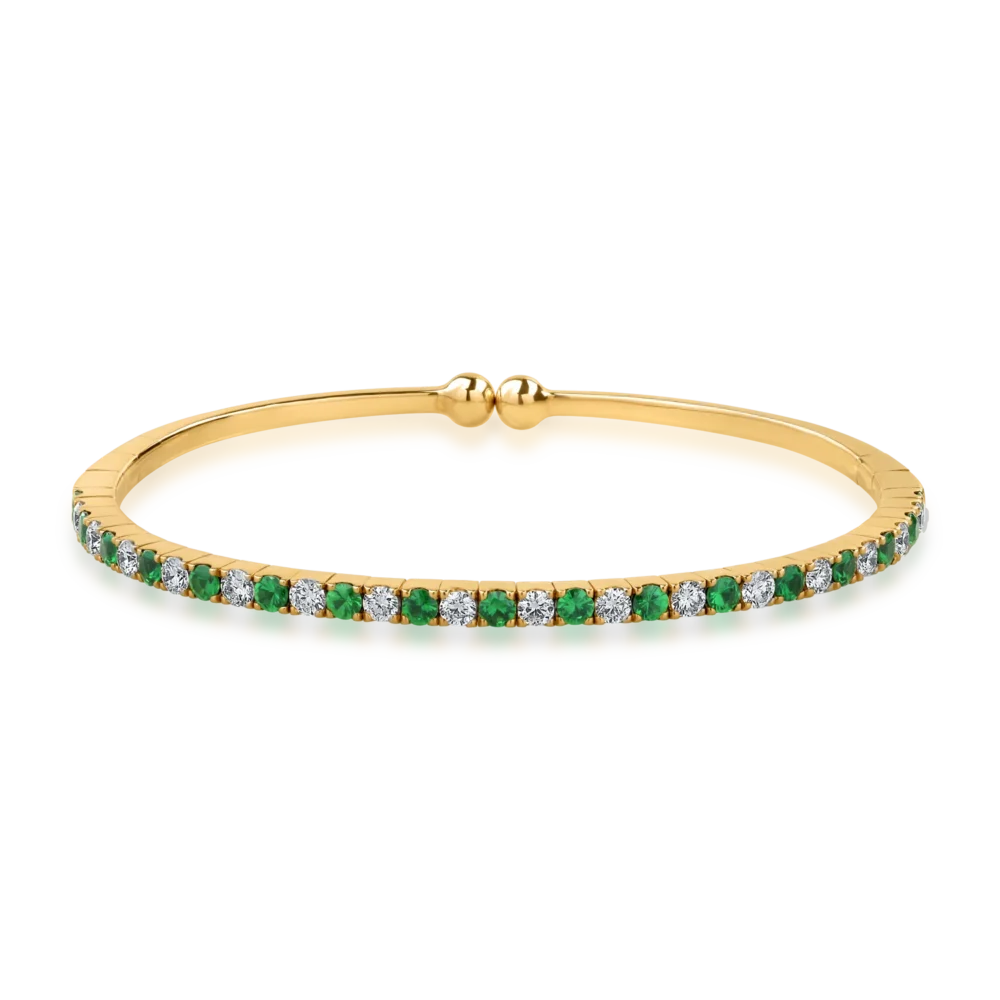 Bratara din aur galben cu tsavorite de 1.19ct si diamante de 1.05ct